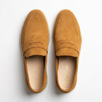 Mocasini  barbati din piele naturală camel-velur, M-8093