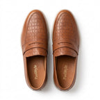 Mocasini  barbati din piele naturală maro-croco, M-8093