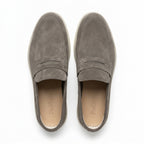 Mocasini  barbati din piele naturală gri-velur, M-8093